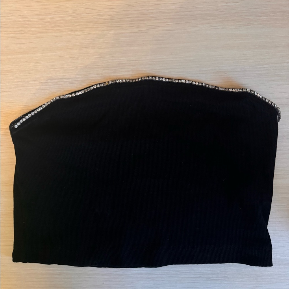 Zara black tube tops topped with rhinestones